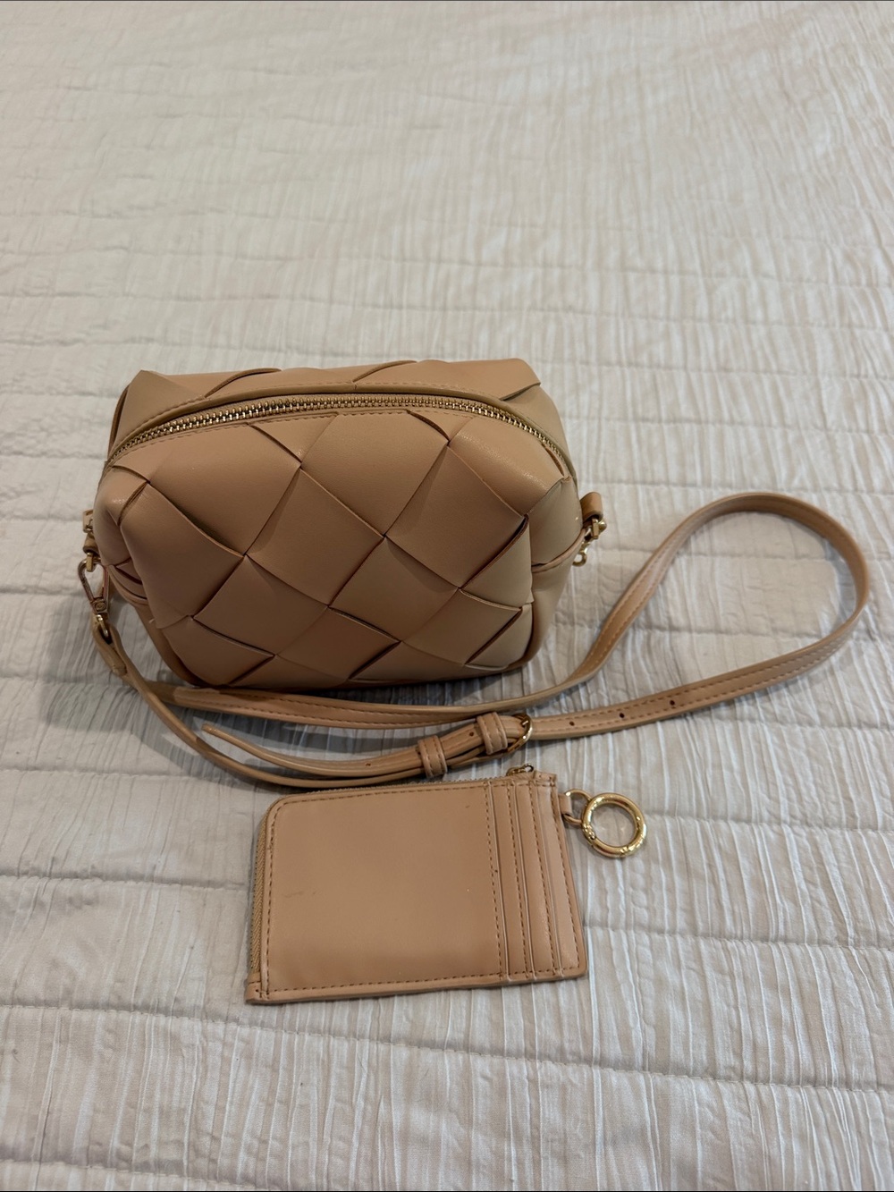 a new day Woven Crossbody Bag and Card Holder - Tan